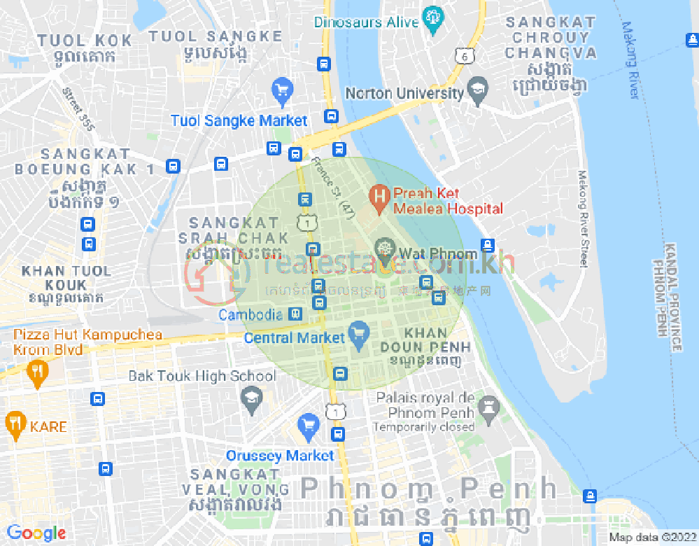 Carte de Srah Chak, Daun Penh, Phnom Penh