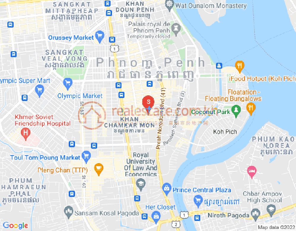 万景岗1分区（BKK1), 波哥堪, 金边地图