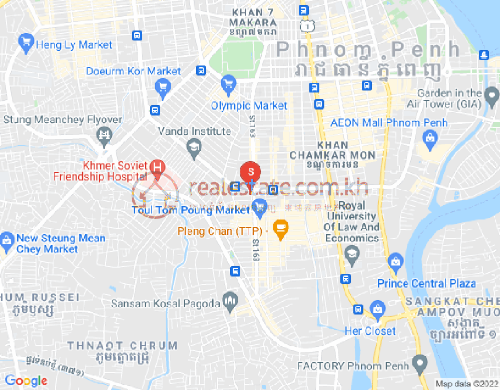 トゥールトンポン1, チャムカモン, プノンペンの地図
