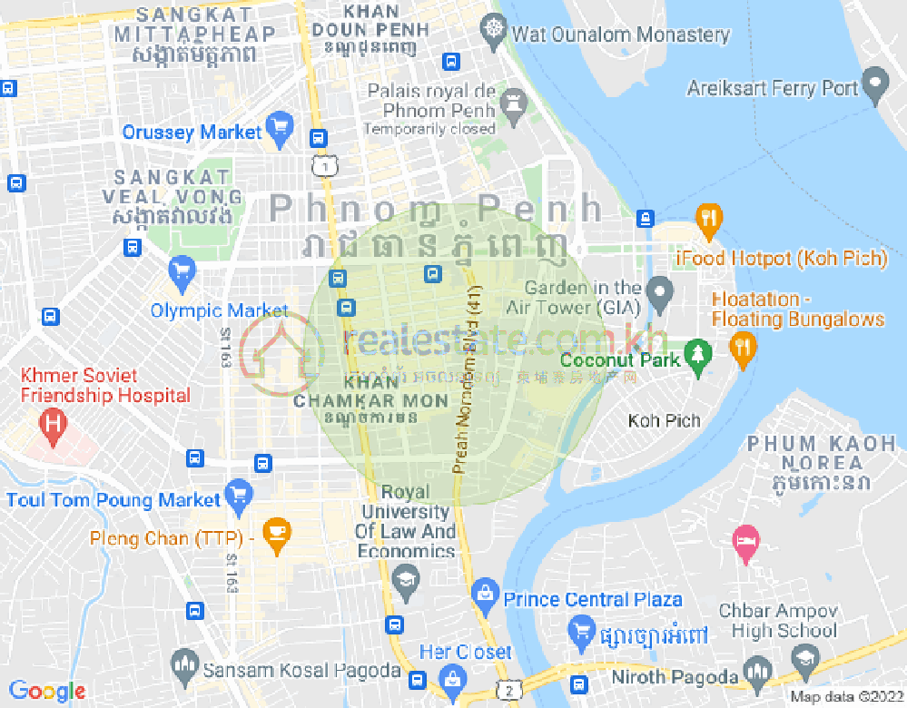 334, 万景岗1分区（BKK1), 波哥堪, 金边地图