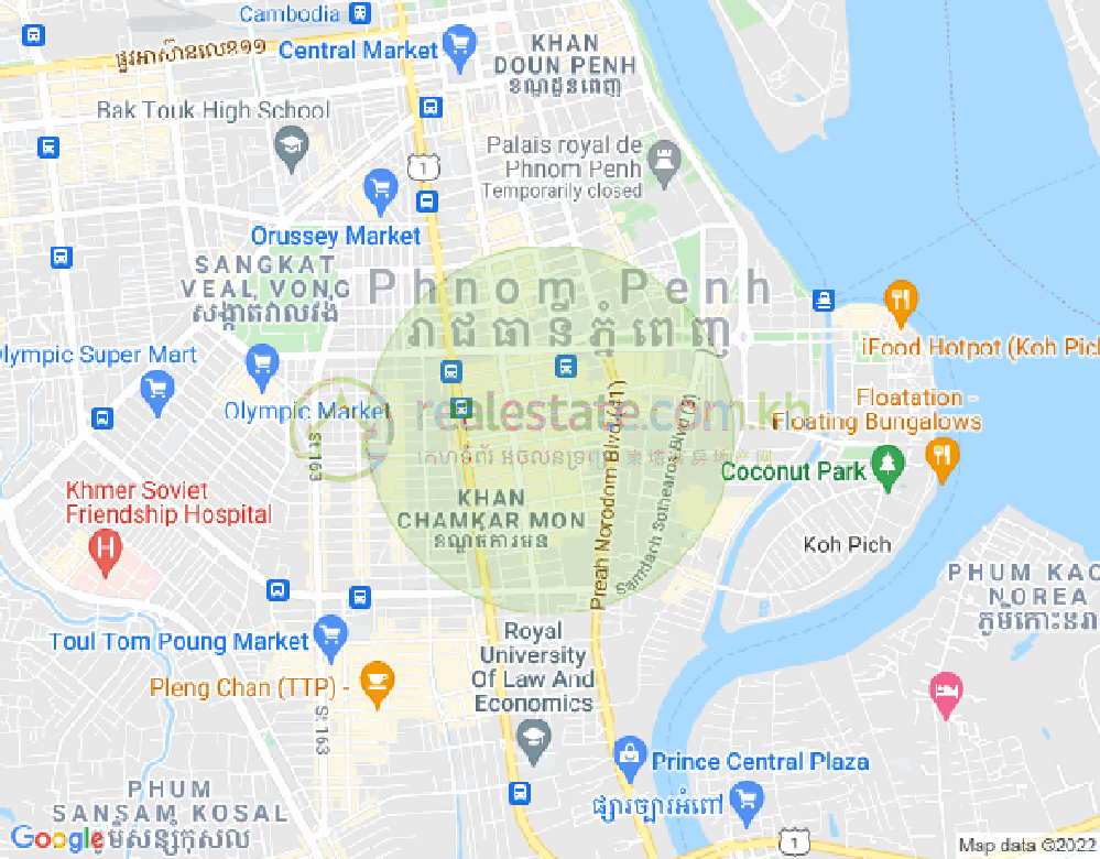 Mapa: BKK 2, Boeng Keng Kang, Phnom Penh