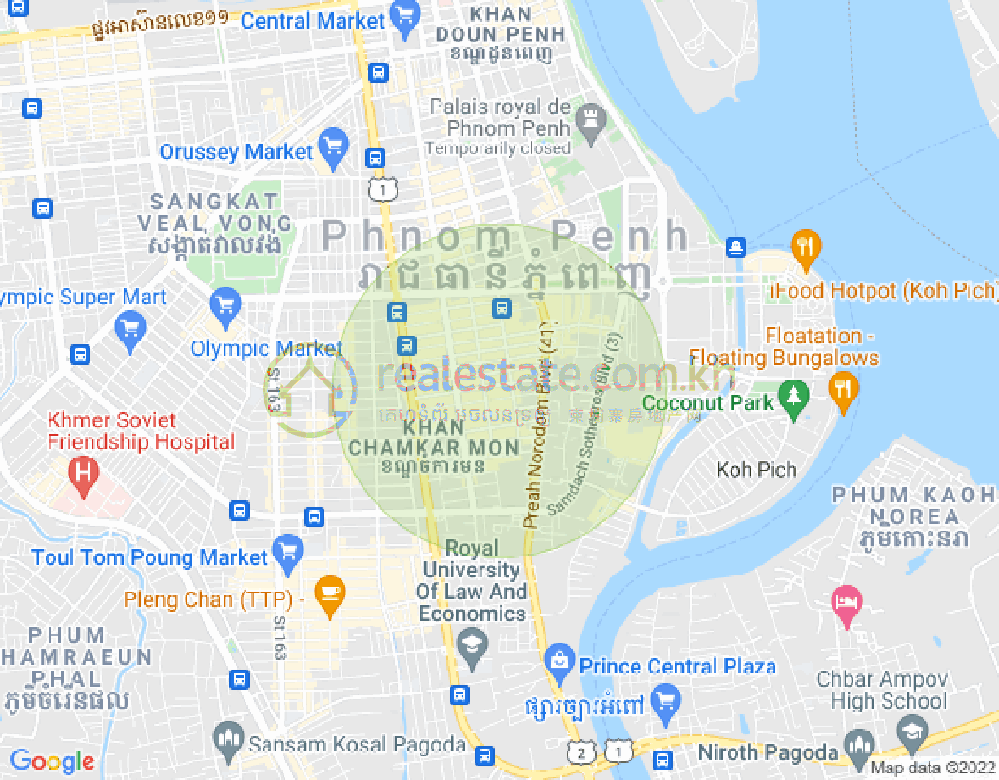 万景岗1分区（BKK1), 波哥堪, 金边地图