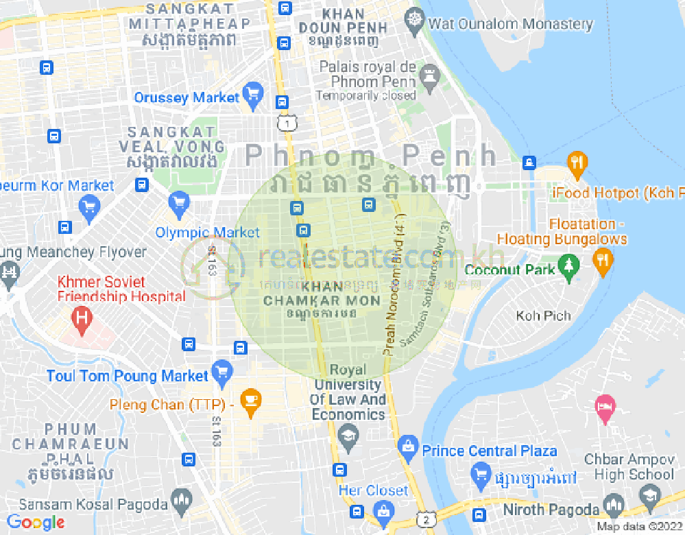 BKK 1, ボンケンコン, プノンペンの地図