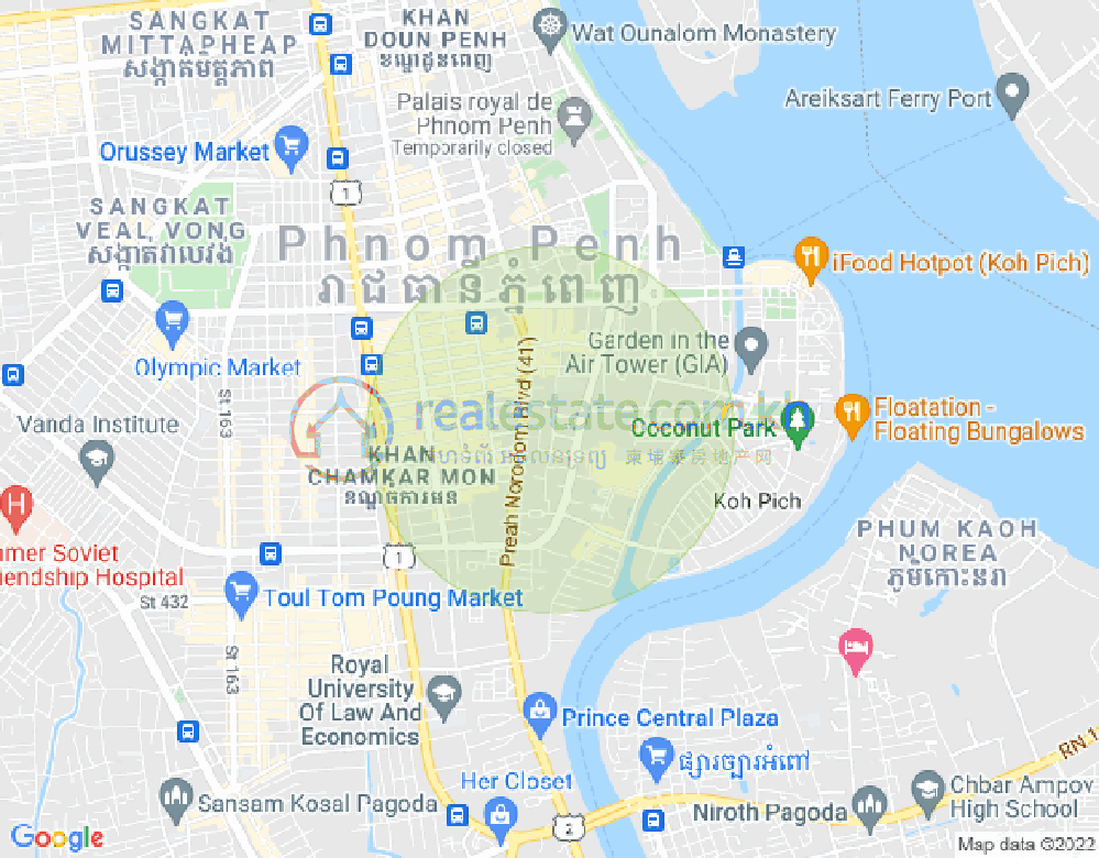 Carte de BKK 1, Boeng Keng Kang, Phnom Penh