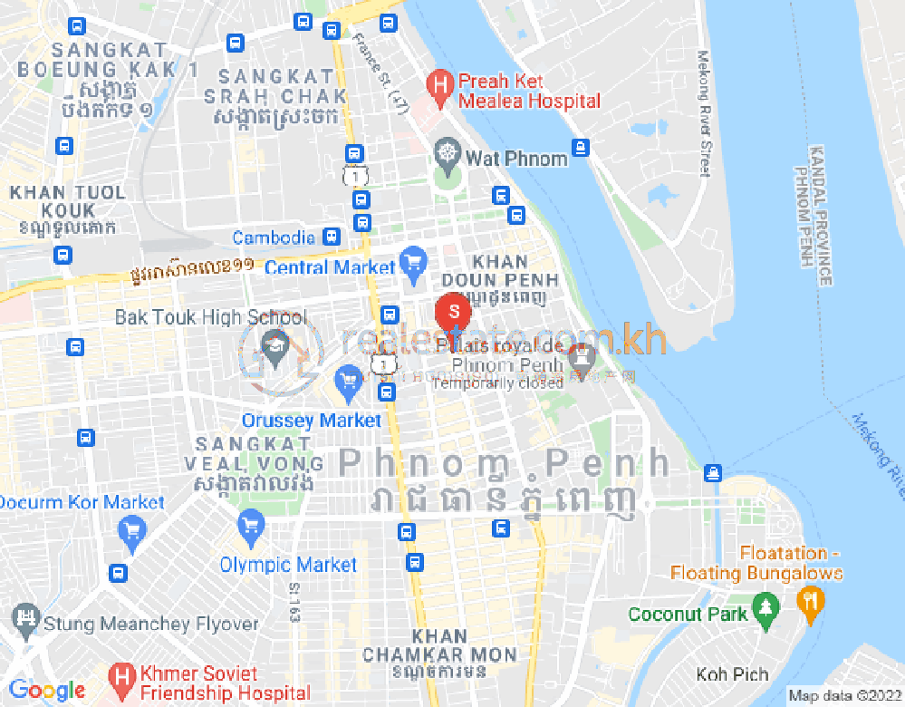 Map of Boeng Reang, Daun Penh, Phnom Penh