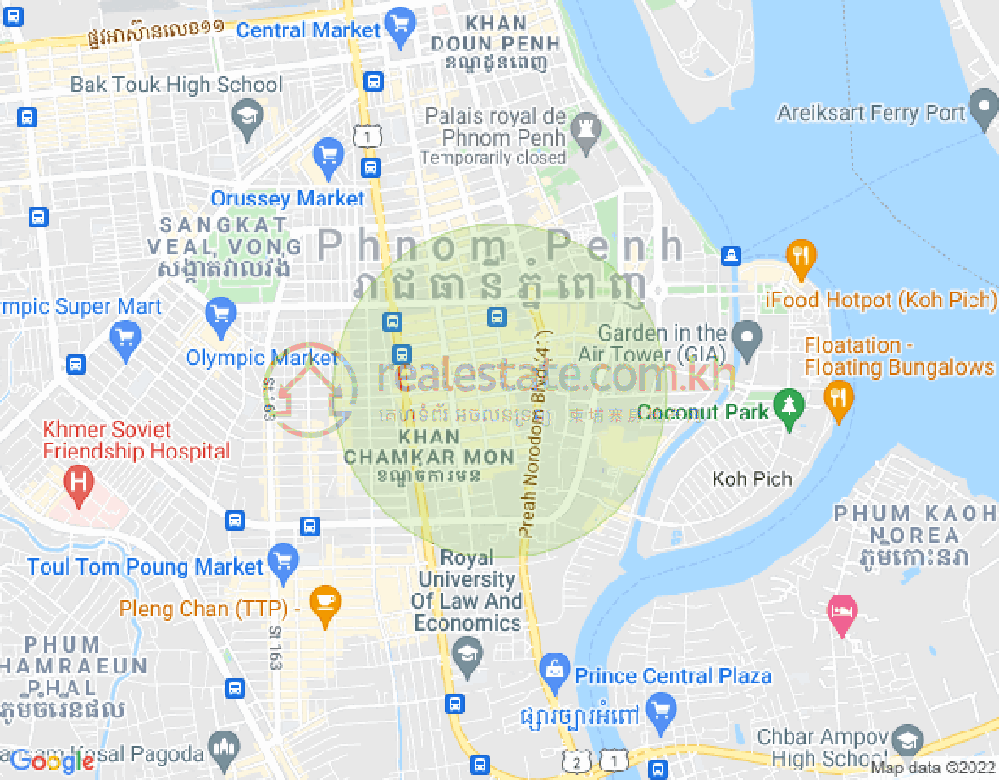 BKK 1, ボンケンコン, プノンペンの地図