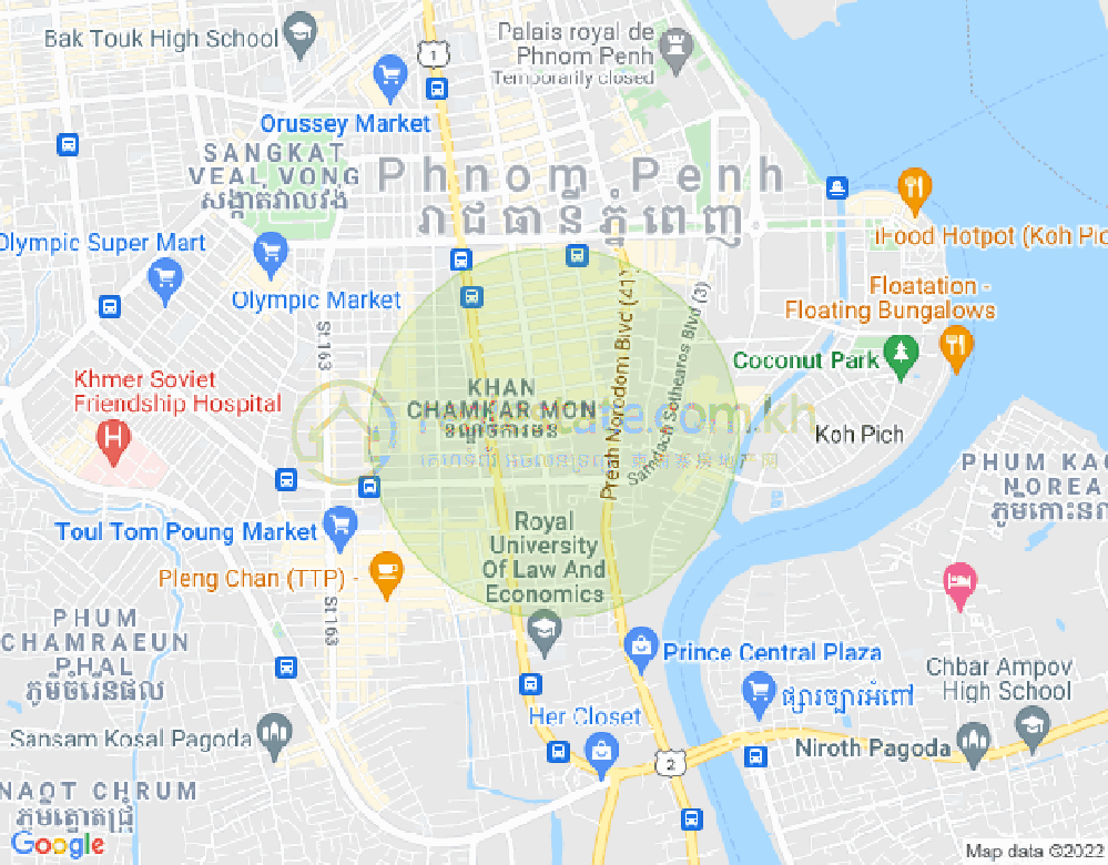 BKK 2, ボンケンコン, プノンペンの地図
