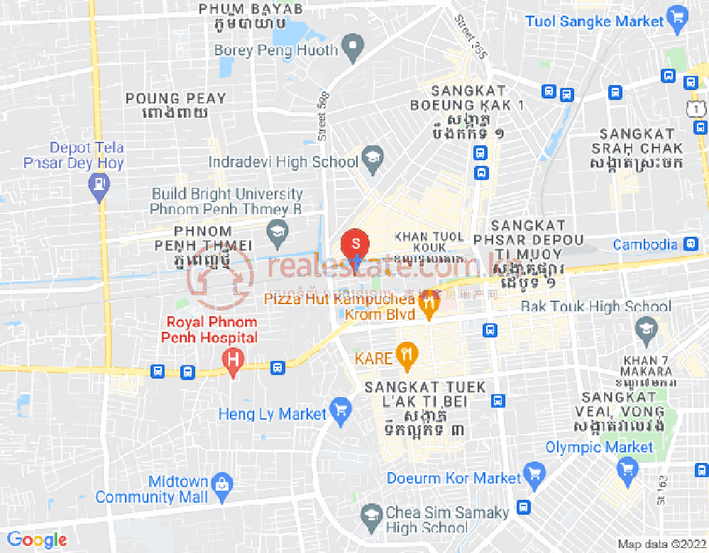 Mapa: Boeung Kak 2, Toul Kork, Phnom Penh