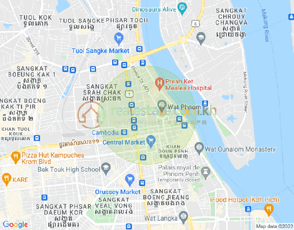旧街市分区, 隆边区, 金边地图