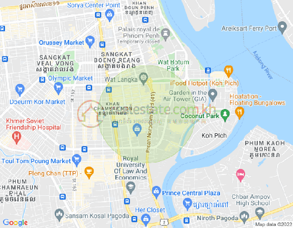 Map of 334, BKK 1, Boeng Keng Kang, Phnom Penh