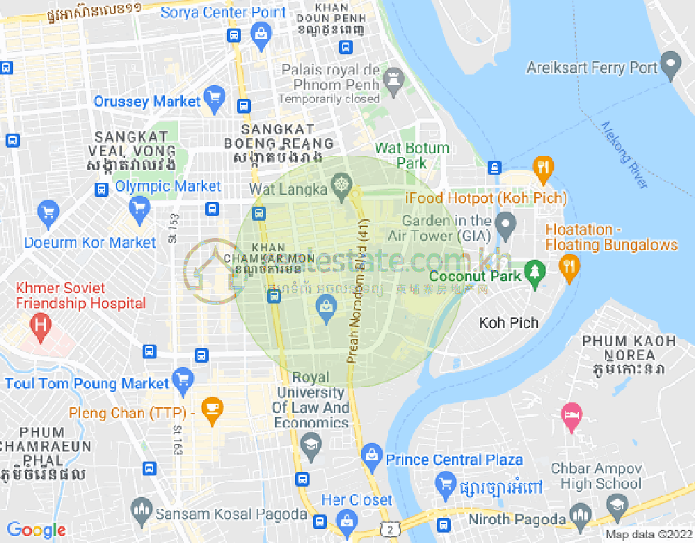 334, 万景岗1分区（BKK1), 波哥堪, 金边地图