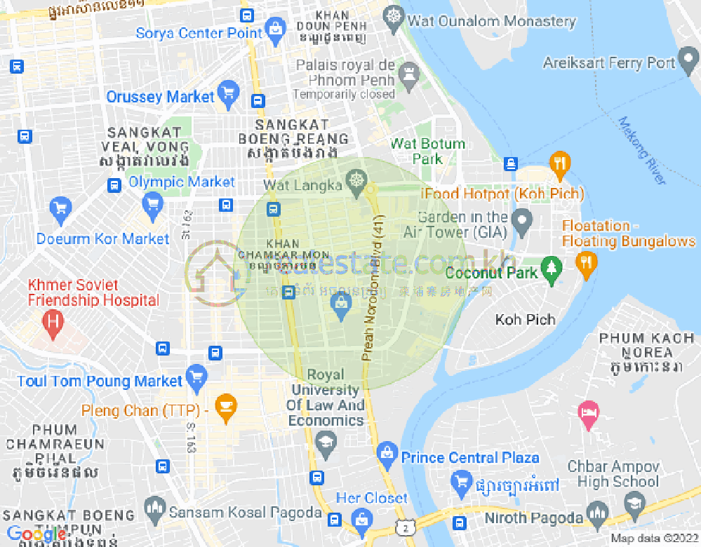 Mapa: BKK 1, Boeng Keng Kang, Phnom Penh