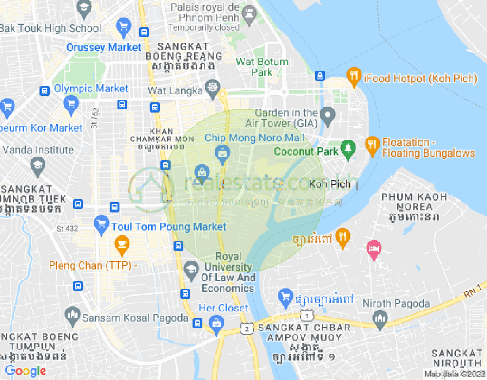 トンレバサック, チャムカモン, プノンペンの地図