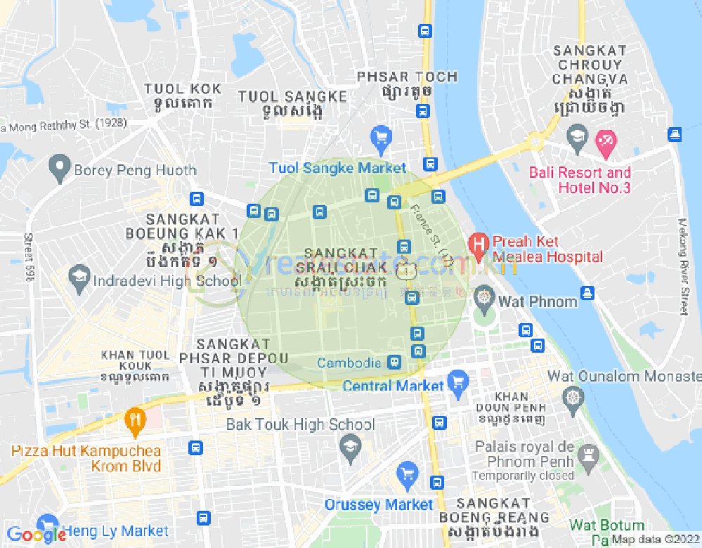Mapa: Srah Chak, Daun Penh, Phnom Penh