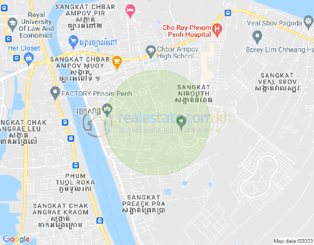 Preaek Aeng镇, 铁桥头区, 金边地图