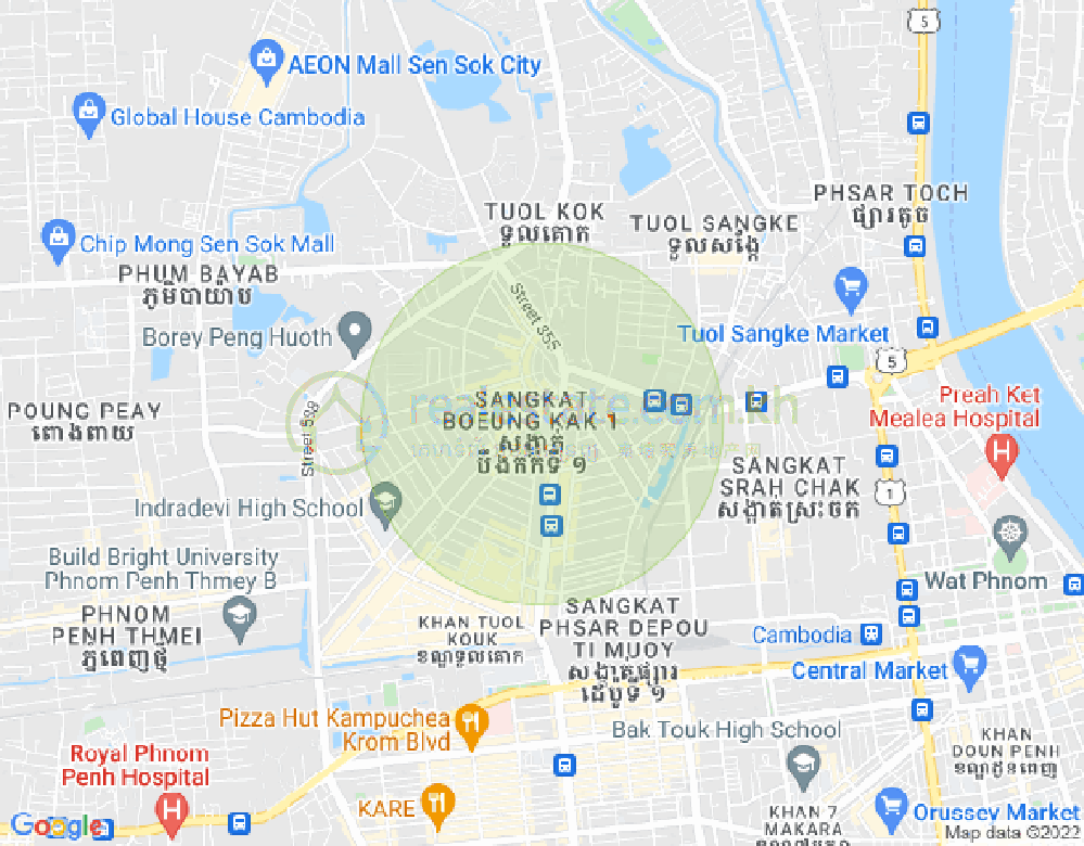 万谷湖1分区, 堆谷区, 金边地图