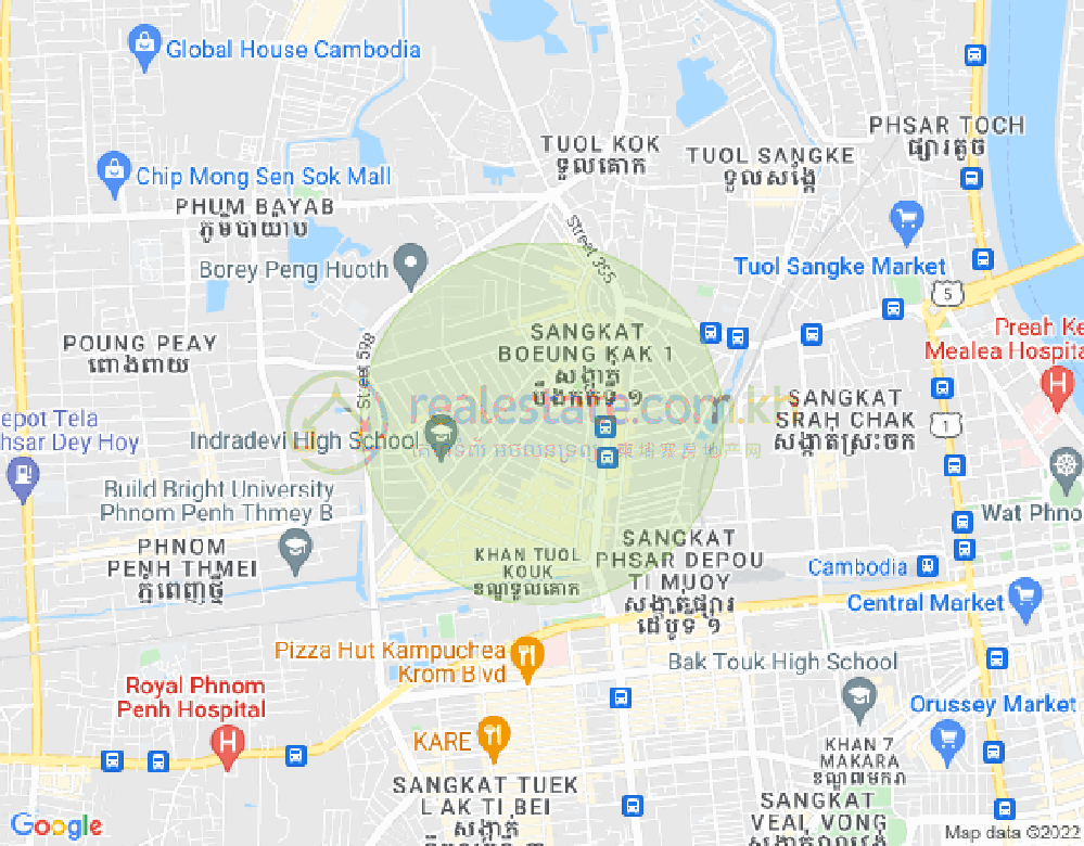 Map of Boeung Kak 2, Toul Kork, Phnom Penh