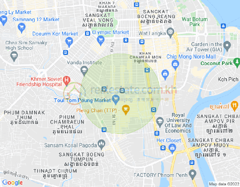 Carte de Toul Tum Poung 1, Chamkarmon, Phnom Penh
