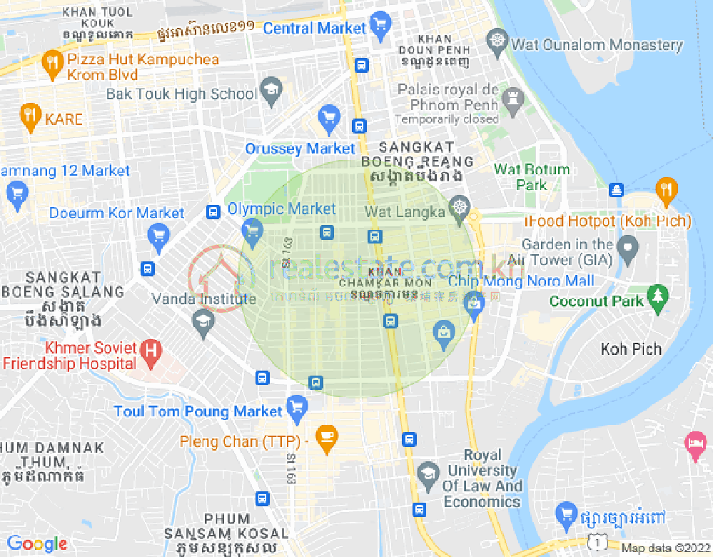 만경강2부구(BKK2), 벙껭깡, 프놈펜 지도