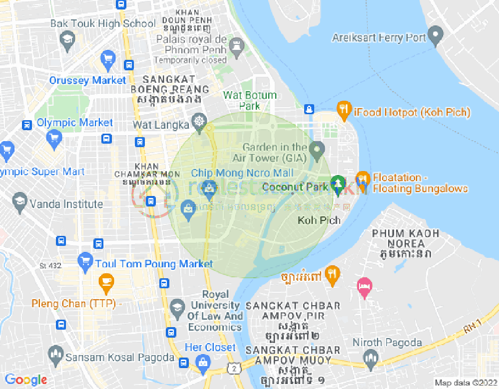 トンレバサック, チャムカモン, プノンペンの地図