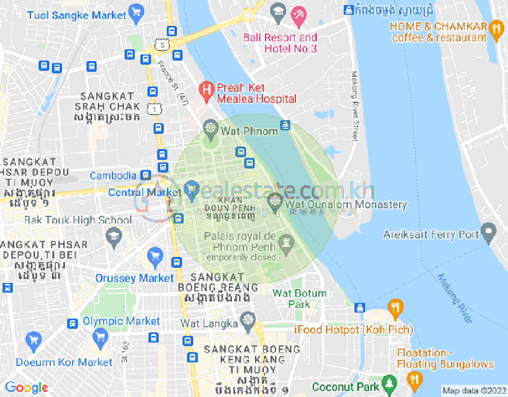 Mapa: Phsar Kandal I, Daun Penh, Phnom Penh