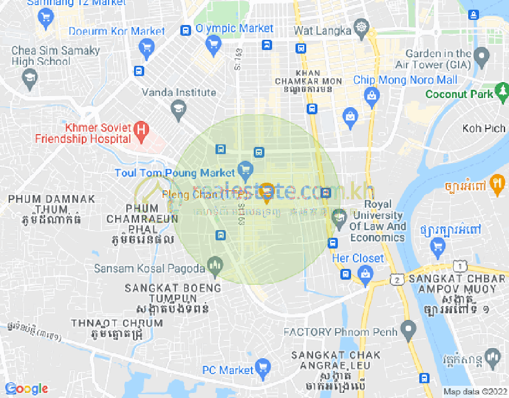 トゥールトンポン1, チャムカモン, プノンペンの地図