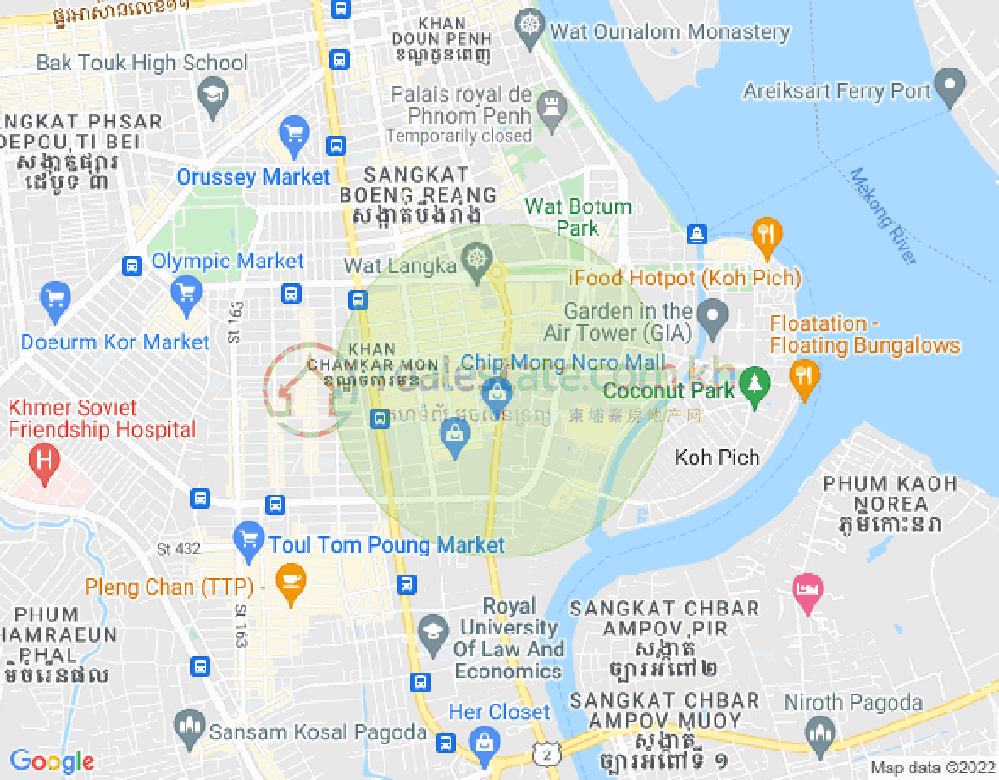 Map of BKK 1, Boeng Keng Kang, Phnom Penh