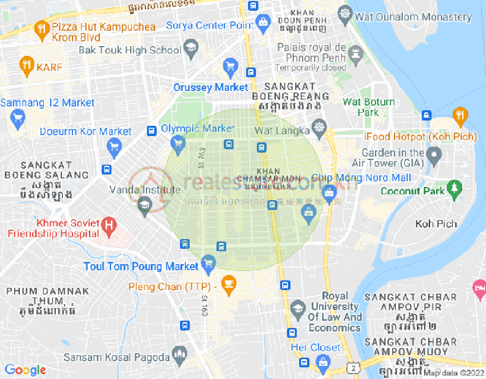 万景岗2分区（BKK2), 波哥堪, 金边地图