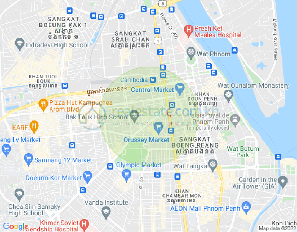 Carte de Phsar Thmei II, Daun Penh, Phnom Penh