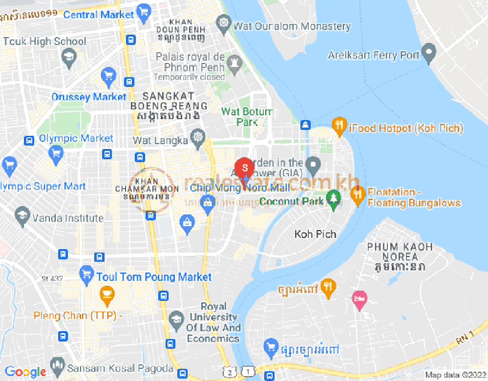 トンレバサック, チャムカモン, プノンペンの地図