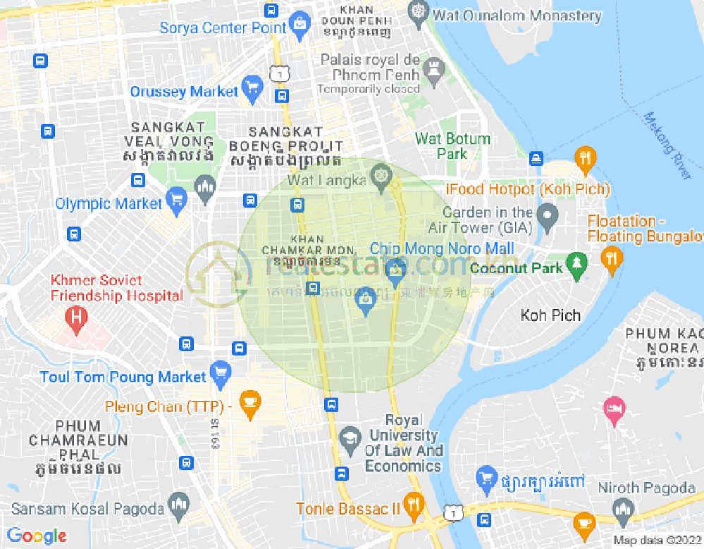 万景岗1分区（BKK1), 波哥堪, 金边地图