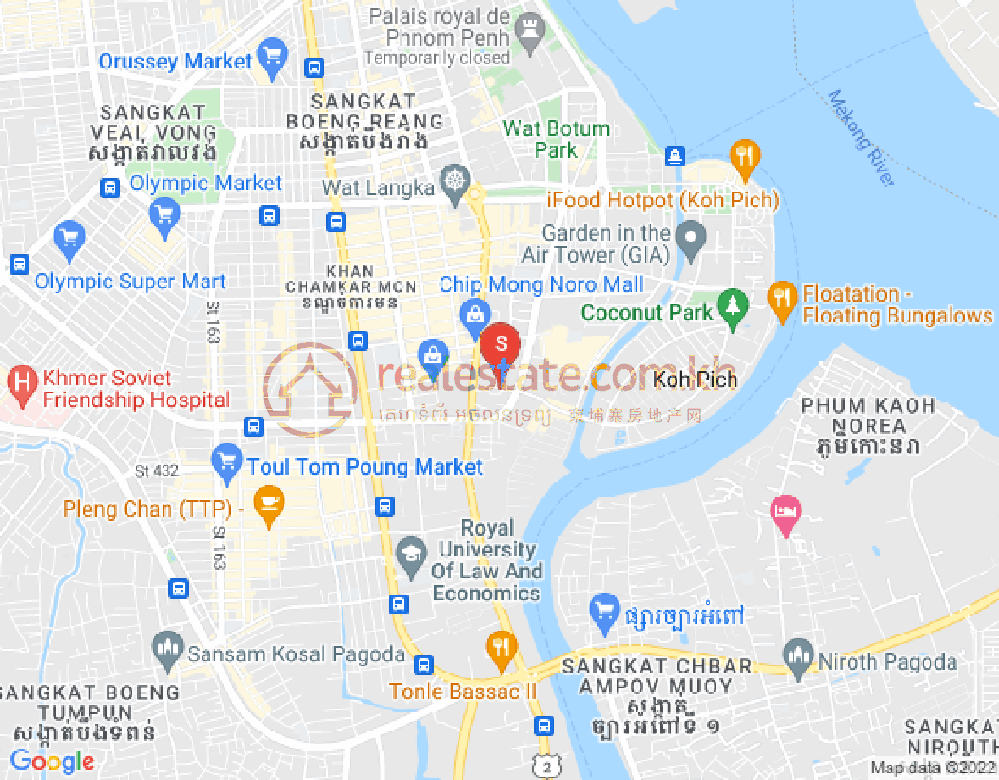 ផែនទី ទន្លេបាសាក់, ចំការមន, ភ្នំពេញ