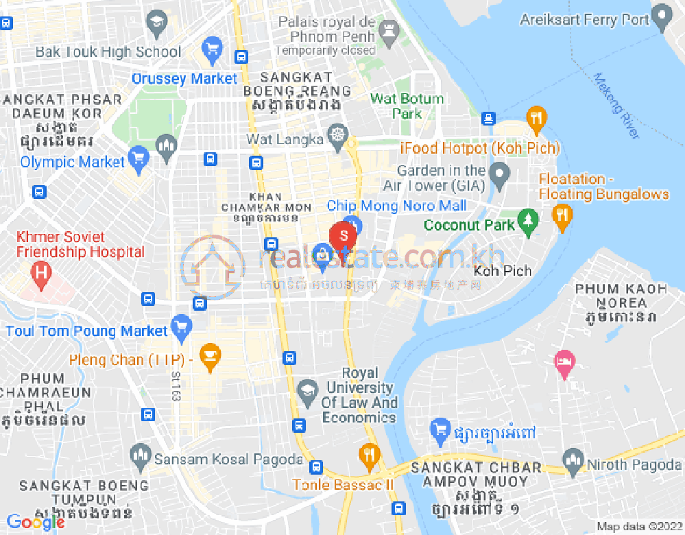 Map of Tonle Bassac, Chamkarmon, Phnom Penh