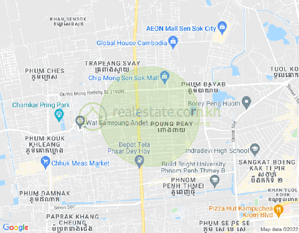 ផែនទី Penh Capital Phnom, ភ្នំពេញថ្មី, សែនសុខ, ភ្នំពេញ