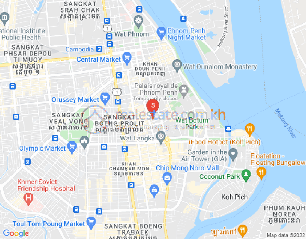 Carte de Chakto Mukh, Daun Penh, Phnom Penh