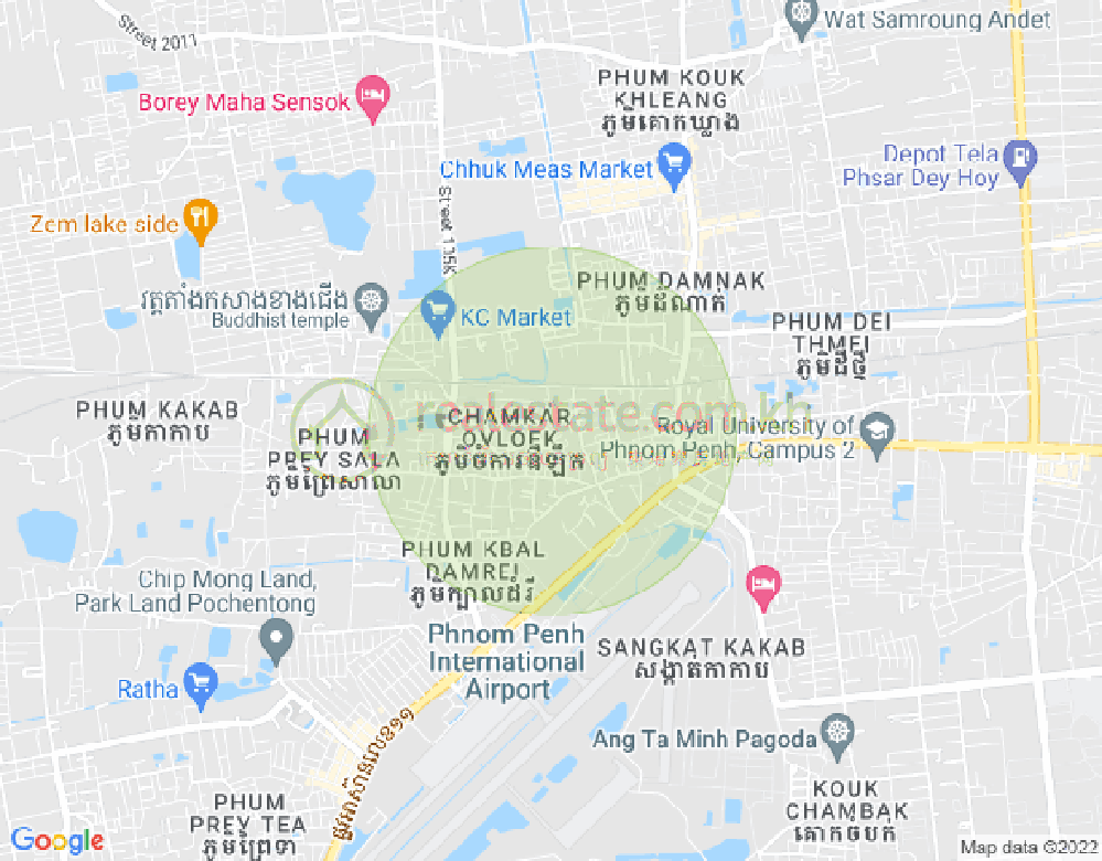 Samraong Kraom군, 보리센차오구, 프놈펜 지도