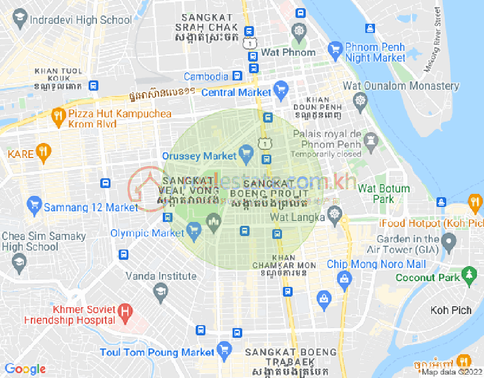 ブンプロリット, 7マカラ, プノンペンの地図