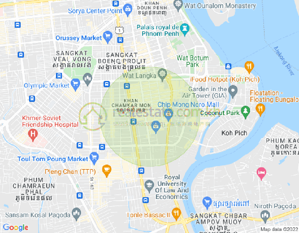 BKK 1, ボンケンコン, プノンペンの地図