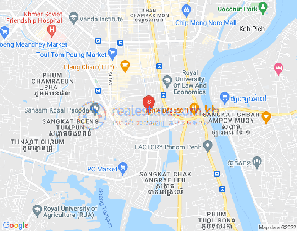 ផែនទី ផ្សារដើមថ្កូវ, ចំការមន, ភ្នំពេញ