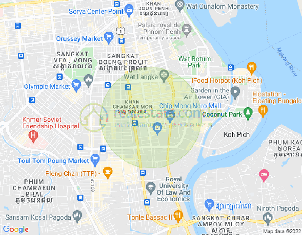 BKK 1, ボンケンコン, プノンペンの地図