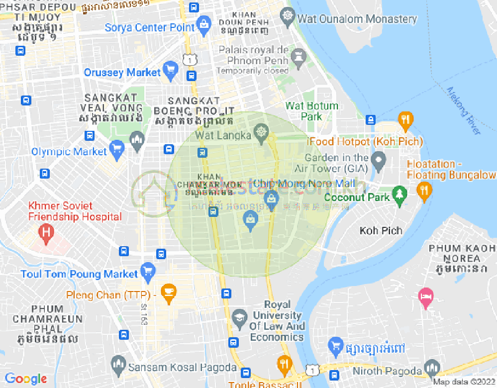Mapa: BKK 1, Boeng Keng Kang, Phnom Penh