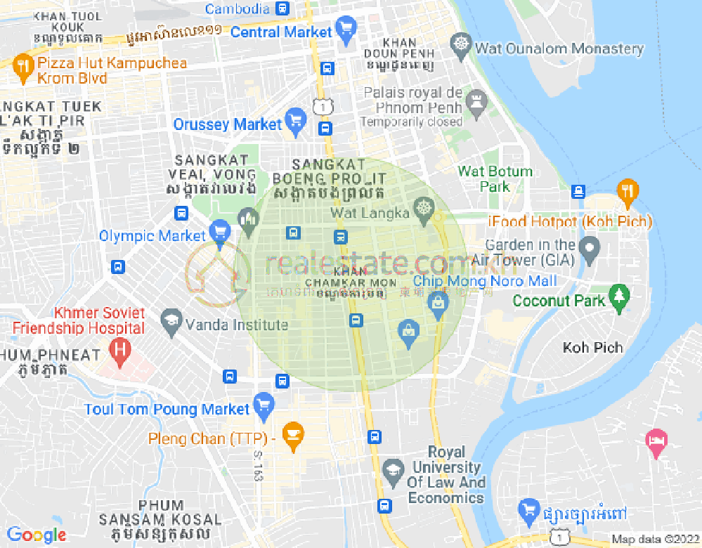 トゥールトンポン1, チャムカモン, プノンペンの地図