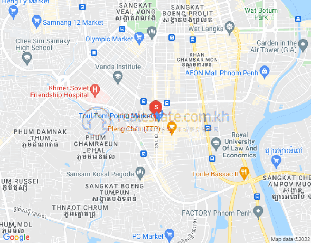 トゥールトンポン1, チャムカモン, プノンペンの地図