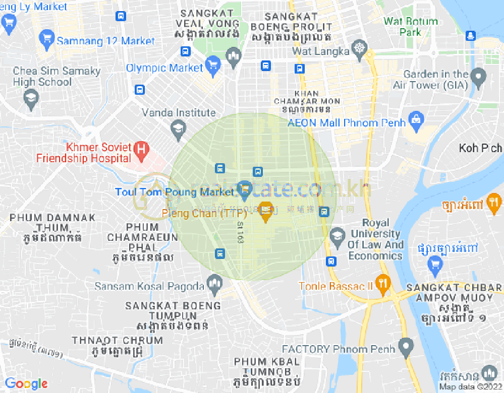 トゥールトンポン1, チャムカモン, プノンペンの地図