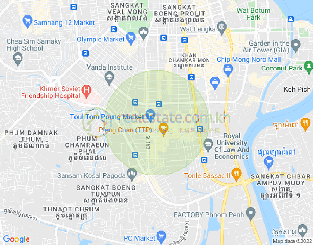 トゥールトンポン1, チャムカモン, プノンペンの地図