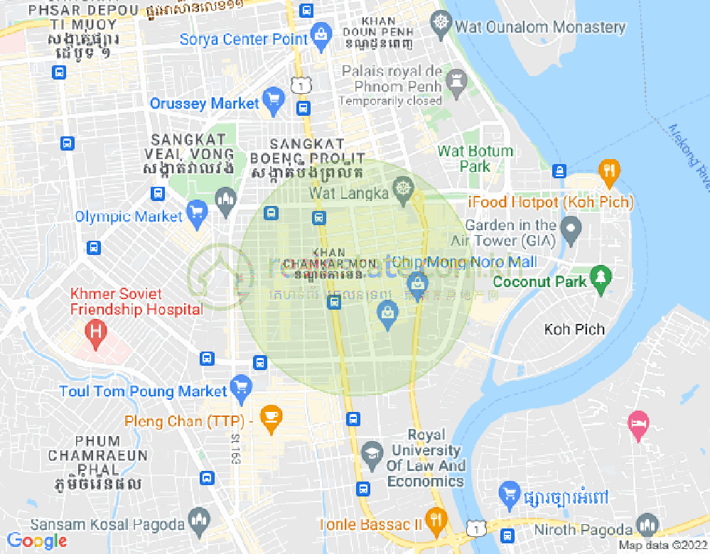 BKK 1, ボンケンコン, プノンペンの地図