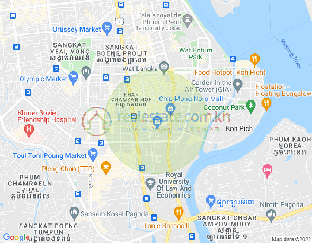 BKK 1, ボンケンコン, プノンペンの地図