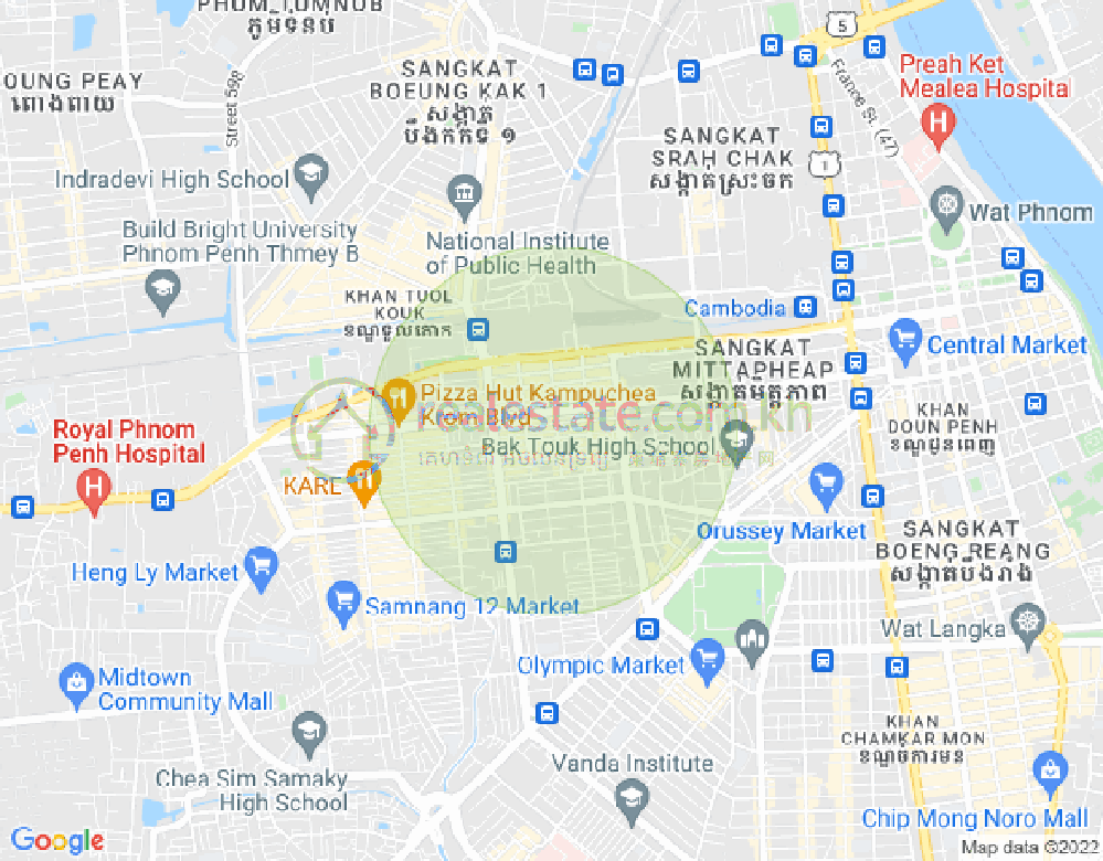 Mapa: Phsar Depou I, Toul Kork, Phnom Penh