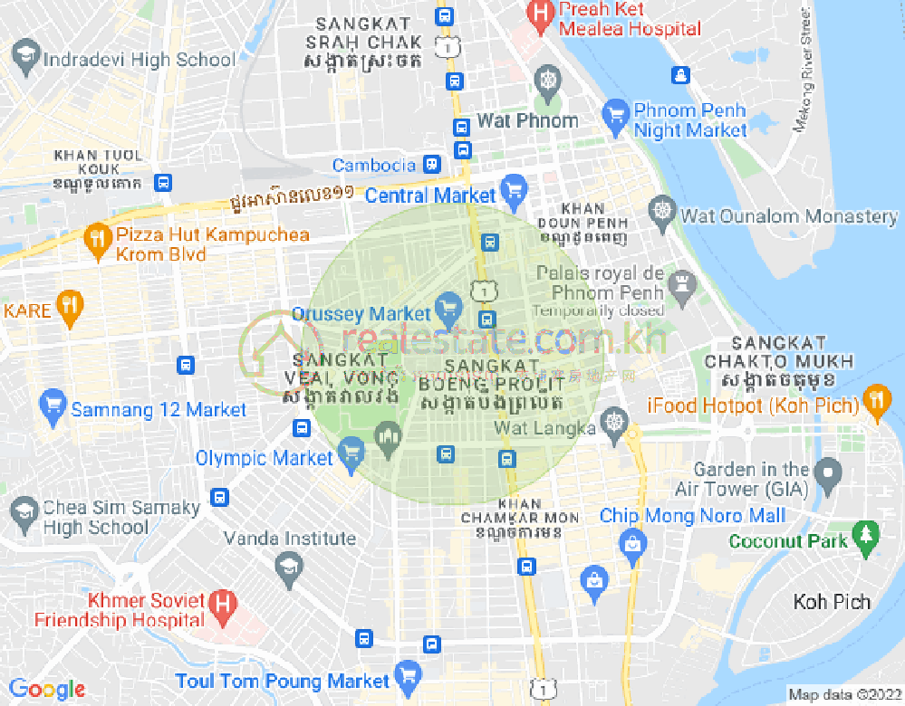 新街市1分区, 隆边区, 金边地图