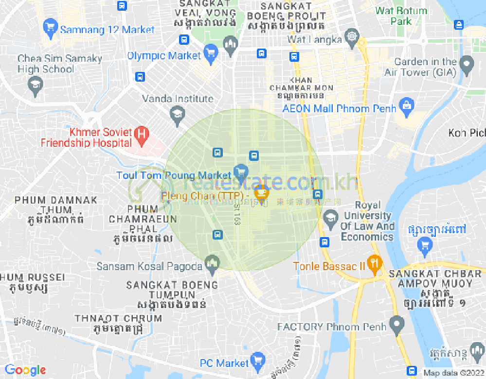 トゥールトンポン1, チャムカモン, プノンペンの地図